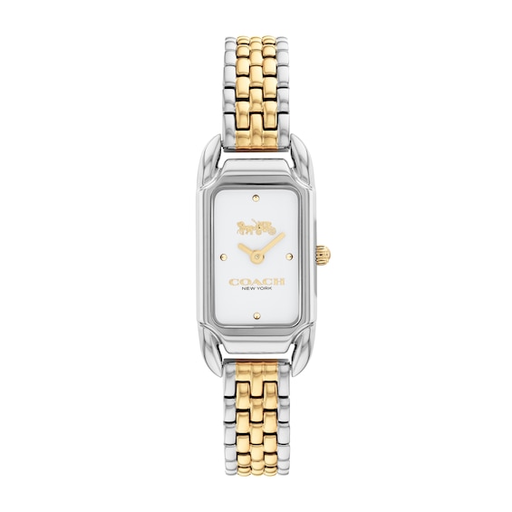 Ladies' Coach Cadie Two-Tone IP Watch with Rectangular White Dial (Model: 14504172)