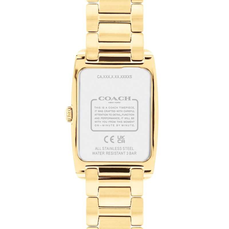 Main Image 3 of Ladies' Coach Reese Crystal Accent Gold-Tone IP Watch with Rectangular White Dial (Model: 14504316)