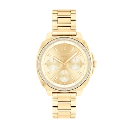 Ladies' Coach Kitt Crystal Accent Gold-Tone IP Chronograph Watch with Gold-Tone Dial (Model: 14504393)