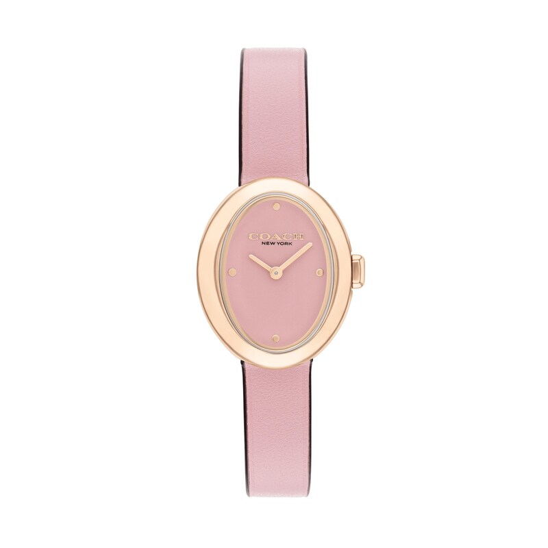 Main Image 1 of Ladies' Coach Sammy Rose-Tone IP Pink Leather Strap Watch with Oval Pink Dial (Model: 14504423)
