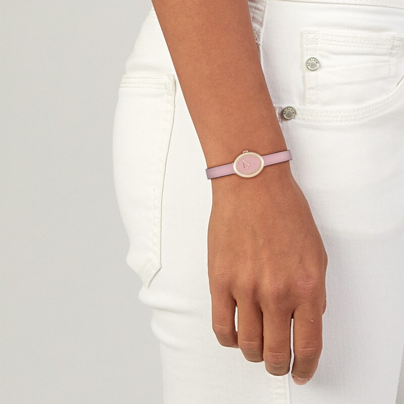 Main Image 4 of Ladies' Coach Sammy Rose-Tone IP Pink Leather Strap Watch with Oval Pink Dial (Model: 14504423)
