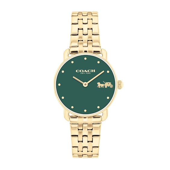 Ladies' Coach Elliot Gold-Tone IP Watch with Green Dial (Model: 14504443)