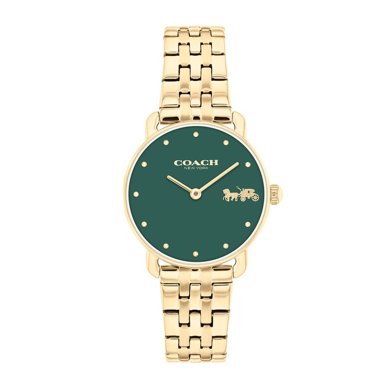 Main Image 1 of Ladies' Coach Elliot Gold-Tone IP Watch with Green Dial (Model: 14504443)