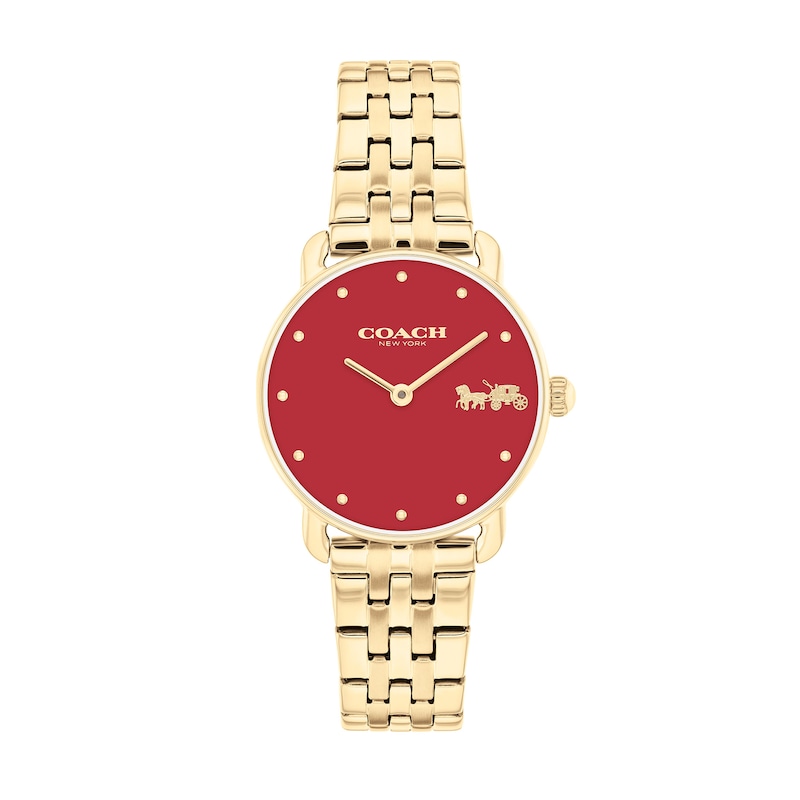 Main Image 1 of Ladies' Coach Elliot Gold-Tone IP Watch with Red Dial (Model: 14504445)