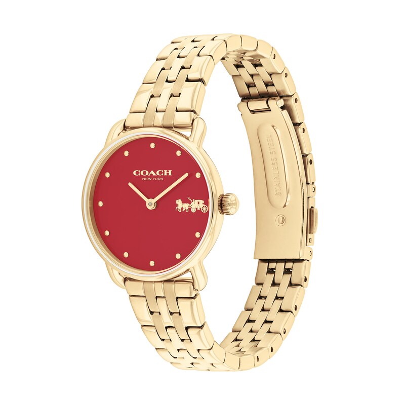 Main Image 2 of Ladies' Coach Elliot Gold-Tone IP Watch with Red Dial (Model: 14504445)