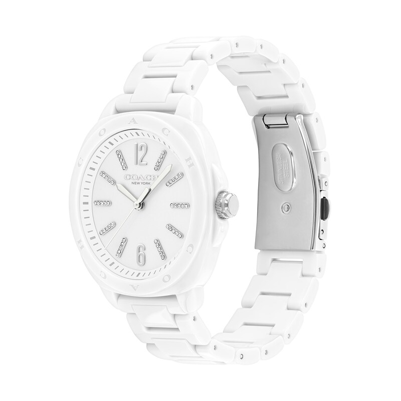 Main Image 2 of Ladies' Coach Kitt Crystal Accent White Ceramic Watch with White Dial (Model: 14504407)