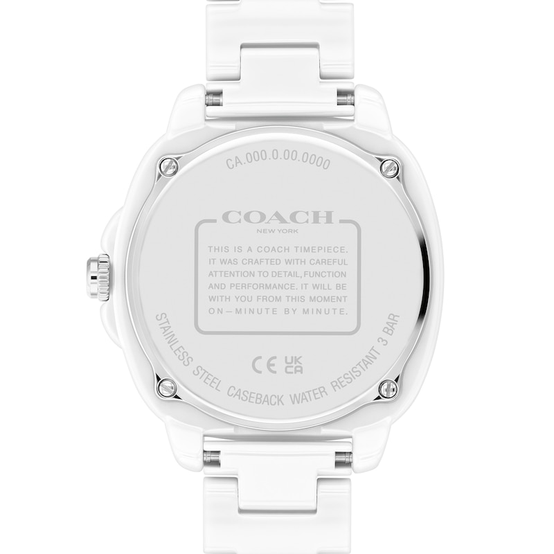 Main Image 3 of Ladies' Coach Kitt Crystal Accent White Ceramic Watch with White Dial (Model: 14504407)