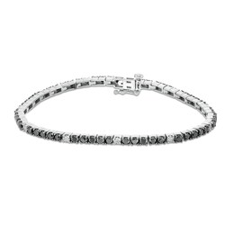 3 CT. T.W. Black and White Diamond Station Line Bracelet in Sterling Silver and Black Rhodium