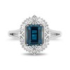 Thumbnail Image 4 of Enchanted Disney Cinderella London Blue Topaz and Diamond Sunburst Carriage Frame Split Shank Ring in Sterling Silver