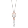 Thumbnail Image 1 of Enchanted Disney Majestic Princess Heart-Shaped White Topaz and Diamond Key Pendant in Sterling Silver and 10K Rose Gold