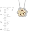 Thumbnail Image 3 of Enchanted Disney Belle Yellow Sapphire and 1/4 CT. T.W. Diamond Rose Necklace in Sterling Silver and 10K Gold - 19”