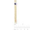 Thumbnail Image 3 of Princess-Cut Blue Lab-Created Sapphire Station Cuban Curb Chain Bracelet in Sterling Silver with 18K Gold Plate - 7.25"