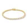 Thumbnail Image 1 of White Lab-Created Sapphire Tennis Bracelet in Sterling Silver with 18K Gold Plate - 7.25"