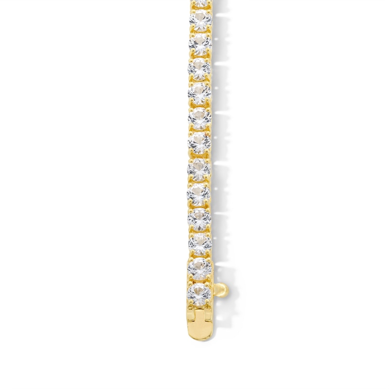 Main Image 3 of White Lab-Created Sapphire Tennis Bracelet in Sterling Silver with 18K Gold Plate - 7.25"