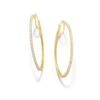 Thumbnail Image 1 of White Lab-Created Sapphire Large Hoop Earrings in Sterling Silver with 18K Gold Plate