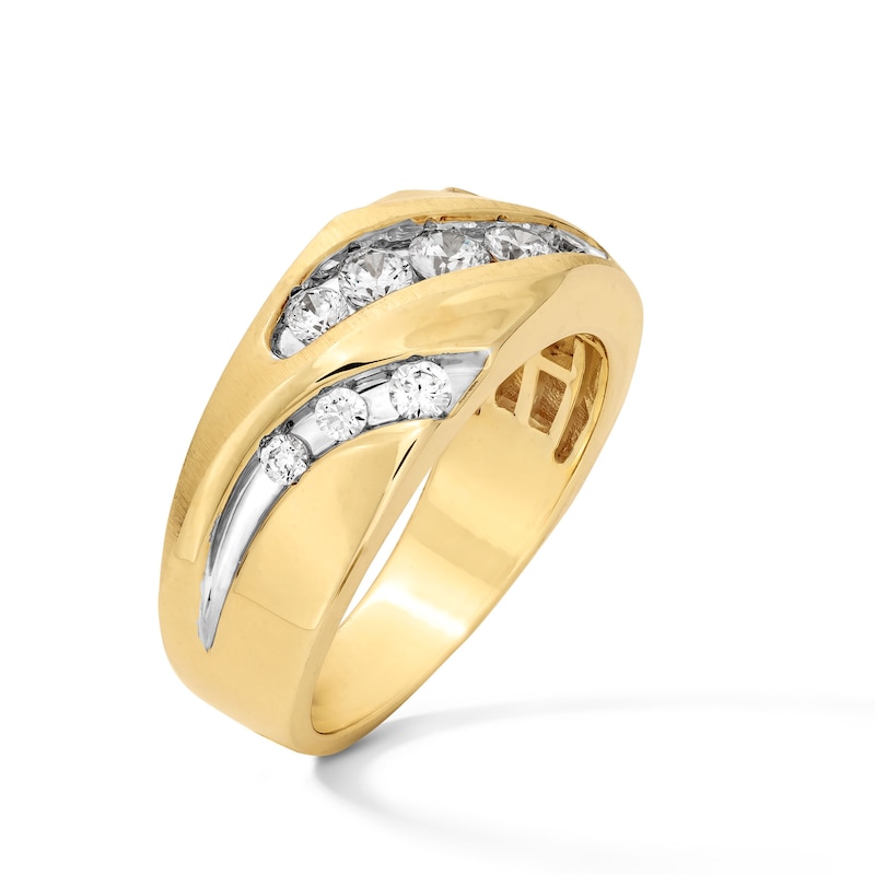 Main Image 3 of 3/4 CT. T.W. Certified Lab-Grown Diamond Triple Row Slant Band in 10K Gold (F/VS2)