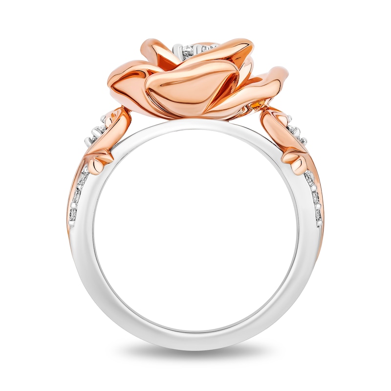 Main Image 3 of Enchanted Disney Belle Certified Lab-Grown Diamond Rose Vine Ring in Sterling Silver and 14K Rose Gold Plate (F/SI2)
