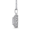 Thumbnail Image 2 of Emerald-Cut White Lab-Created Sapphire Double Octagon Frame Pendant in Sterling Silver