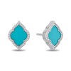 Thumbnail Image 2 of Enchanted Disney Jasmine Turquoise and 1/6 CT. T.W. Diamond Quatrefoil Frame Stud Earrings in Sterling Silver