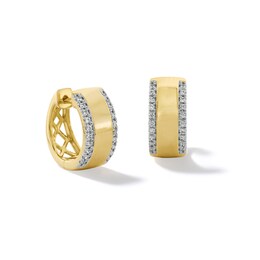 1/6 CT. T.W. Diamond Edge Huggie Hoop Earrings in 10K Gold