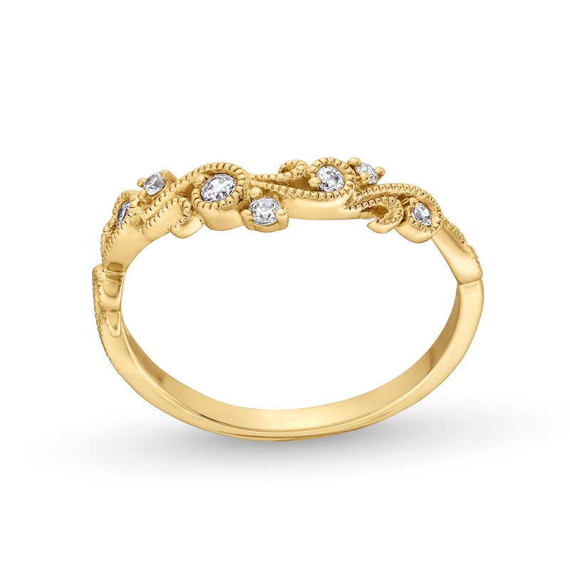 Main Image 1 of 1/10 CT. T.W. Diamond Filigree Vintage-Style Contour Anniversary Band in 10K Gold