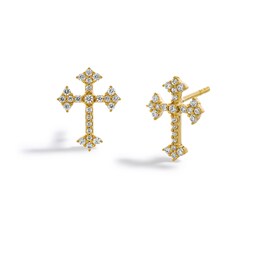 1/4 CT. T.W. Diamond Gothic-Style Cross Stud Earrings in 10K Gold