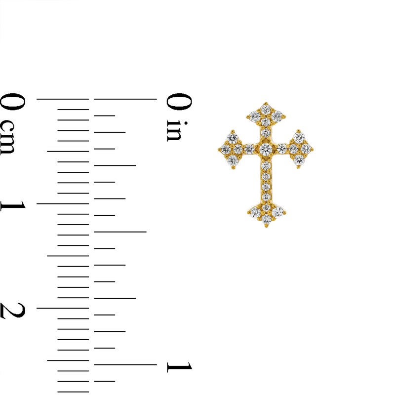 Main Image 3 of 1/4 CT. T.W. Diamond Gothic-Style Cross Stud Earrings in 10K Gold