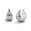Thumbnail Image 1 of 22.0mm Ribbed Tapered Oval Hoop Earrings in Solid Sterling Silver