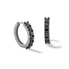 Thumbnail Image 1 of 3/4 CT. T.W. Black Diamond Huggie Hoop Earrings in Sterling Silver