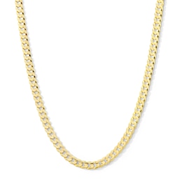 6.9mm Concave Curb Chain Necklace in Solid 10K Gold - 20”
