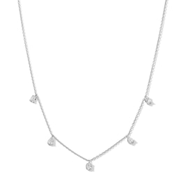 1/2 CT. T.W. Multi-Shaped Certified Lab-Grown Diamond Five Stone Station Necklace in 10K White Gold (I/SI2)