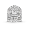 Thumbnail Image 1 of 7 CT. T.W. Princess-Cut Certified Lab-Grown Diamond Double Cushion Frame Multi-Row Bridal Set in 14K White Gold