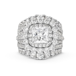 7-1/2 CT. T.W. Princess-Cut Certified Lab-Grown Diamond Double Frame Multi-Row Engagement Ring in 14K White Gold