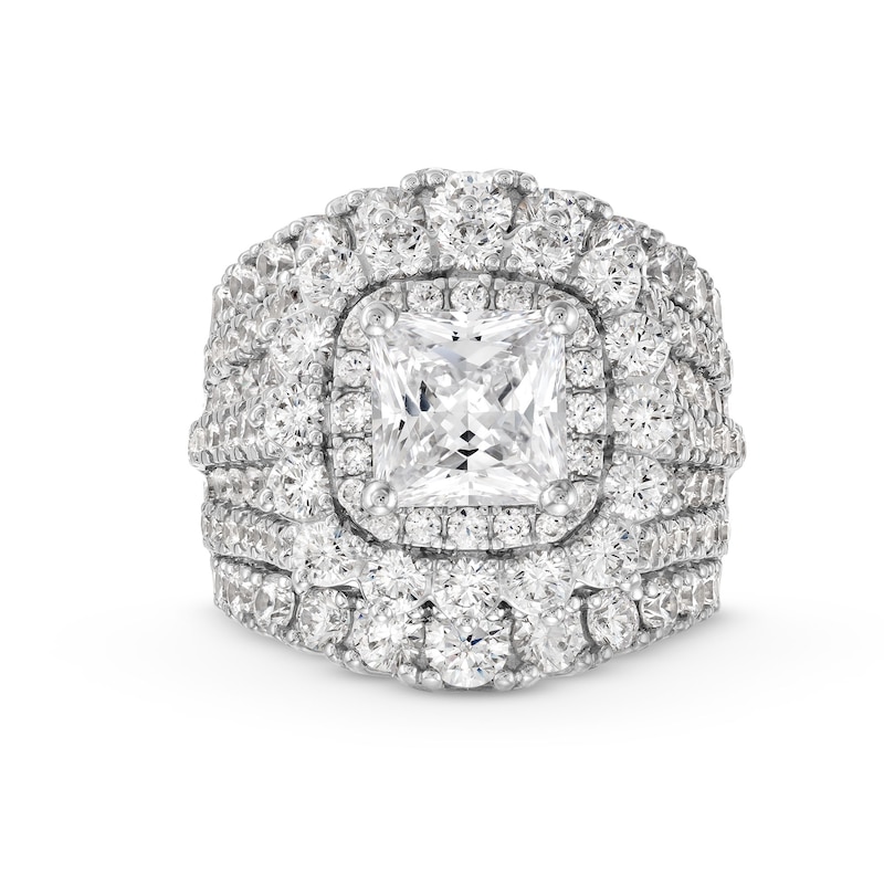Main Image 1 of 7-1/2 CT. T.W. Princess-Cut Certified Lab-Grown Diamond Double Frame Multi-Row Engagement Ring in 14K White Gold