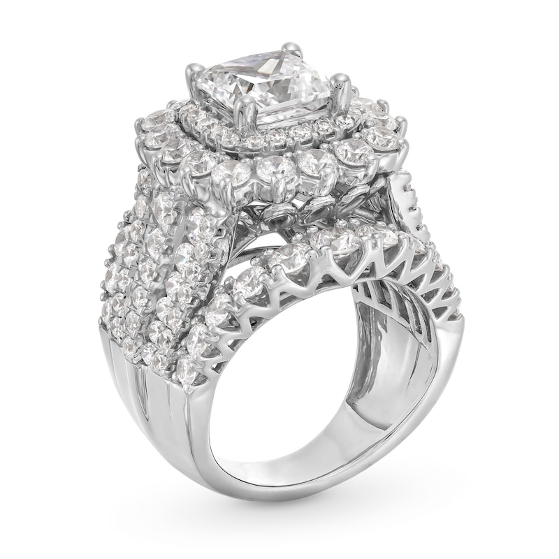 Main Image 3 of 7-1/2 CT. T.W. Princess-Cut Certified Lab-Grown Diamond Double Frame Multi-Row Engagement Ring in 14K White Gold