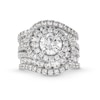 Thumbnail Image 1 of 6-1/2 CT. T.W. Certified Lab-Grown Diamond Swirl Frame Multi-Row Engagement Ring in 14K White Gold (F/VS2)