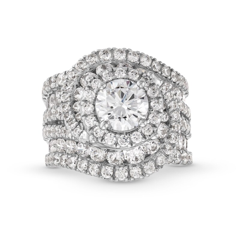 Main Image 1 of 6-1/2 CT. T.W. Certified Lab-Grown Diamond Swirl Frame Multi-Row Engagement Ring in 14K White Gold (F/VS2)