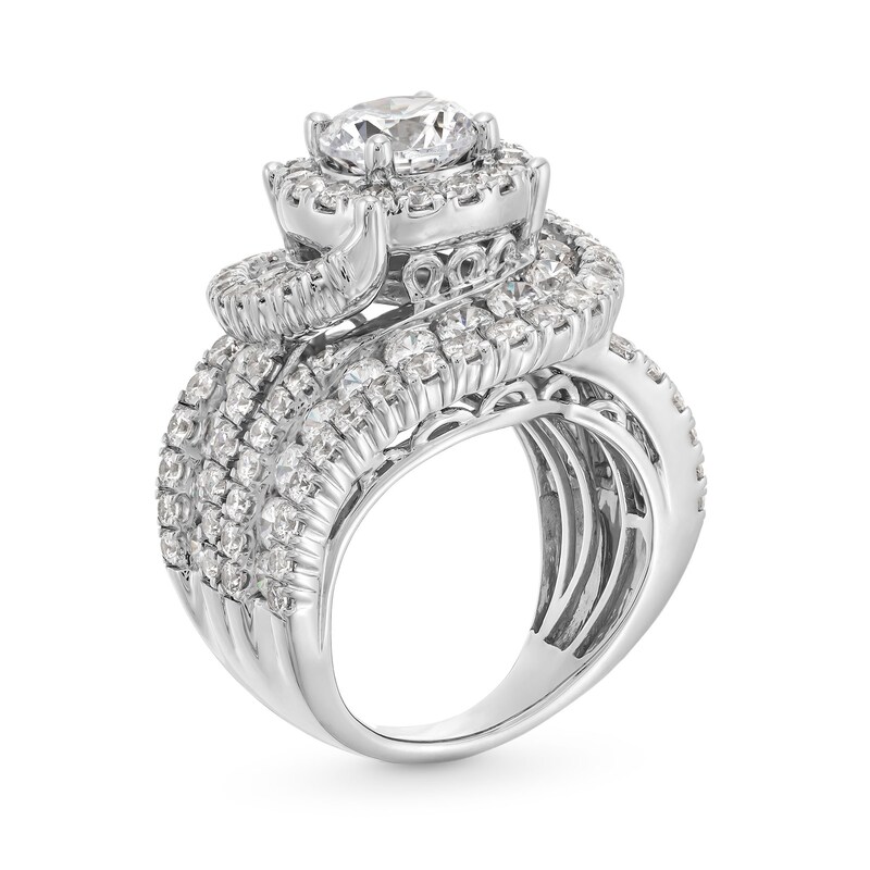 Main Image 3 of 6-1/2 CT. T.W. Certified Lab-Grown Diamond Swirl Frame Multi-Row Engagement Ring in 14K White Gold (F/VS2)