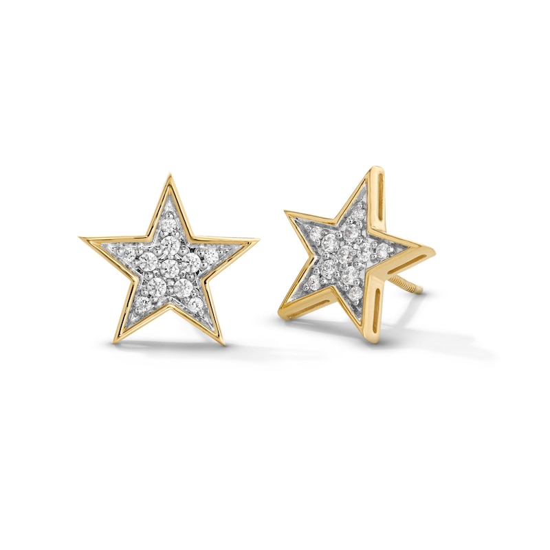 Main Image 1 of 1/5 CT. T.W. Certified Lab-Grown Diamond Star Stud Earrings in 10K Gold (F/SI2)