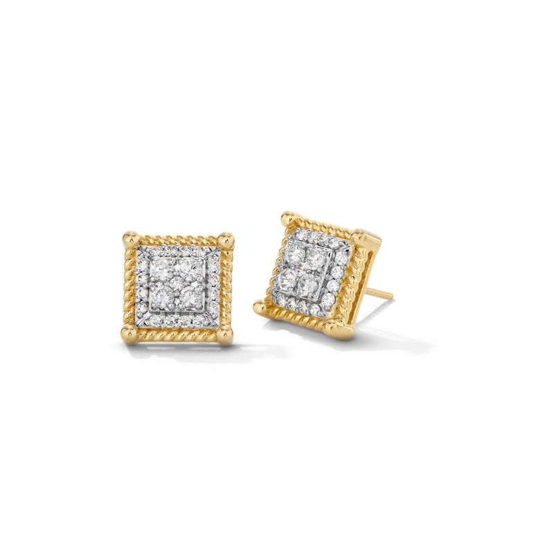Main Image 1 of 1/2 CT. T.W. Square-Shaped Certified Lab-Grown Multi-Diamond Double Frame Stud Earrings in 10K Gold (F/SI2)