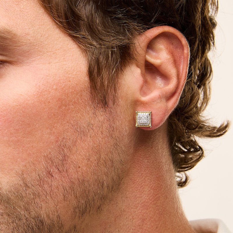 Main Image 2 of 1/2 CT. T.W. Square-Shaped Certified Lab-Grown Multi-Diamond Double Frame Stud Earrings in 10K Gold (F/SI2)