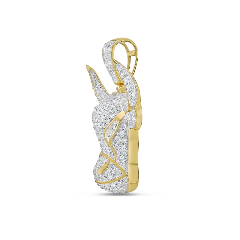 Main Image 3 of 1 CT. T.W. Diamond Bull Head Necklace Charm in 10K Gold
