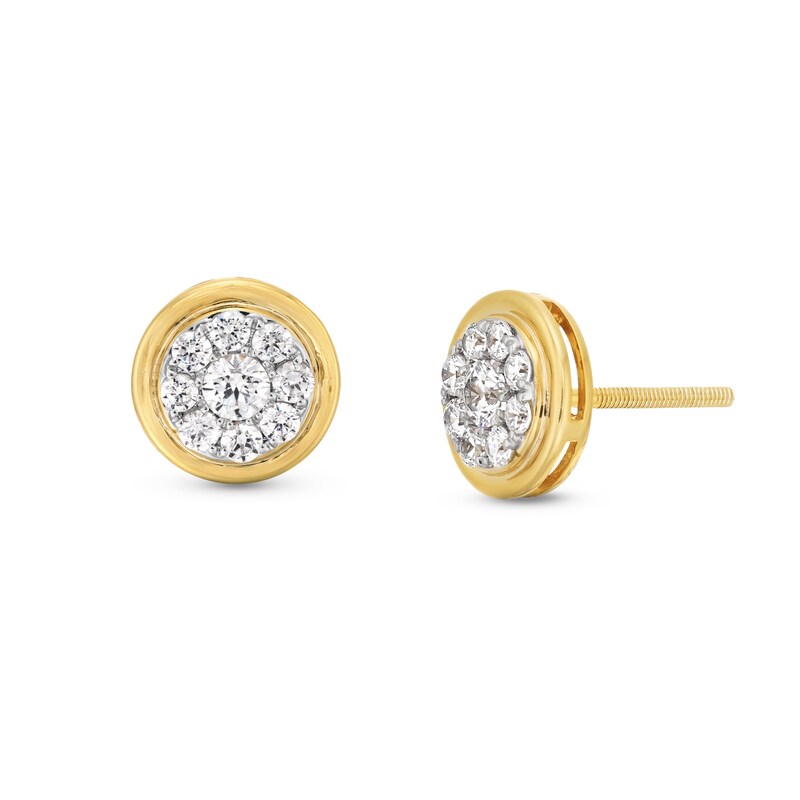 Main Image 1 of 3/4 CT. T.W. Multi-Diamond Frame Stud Earrings in 10K Gold