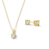 Thumbnail Image 1 of 1/3 CT. T.W. Diamond Miracle Solitaire Pendant and Stud Earrings Set in Sterling Silver with 10K Gold Plate