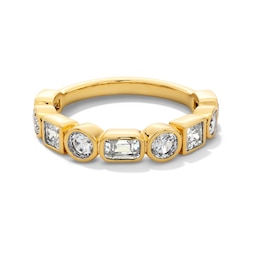 1-1/2 CT. T.W. Multi-Shaped Lab-Grown Diamond Bezel-Set Nine Stone Anniversary Band in 14K Gold (F/VS2)