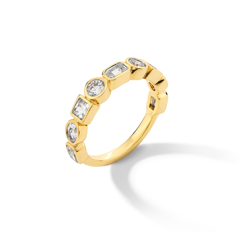 Main Image 3 of 1-1/2 CT. T.W. Multi-Shaped Lab-Grown Diamond Bezel-Set Nine Stone Anniversary Band in 14K Gold (F/VS2)