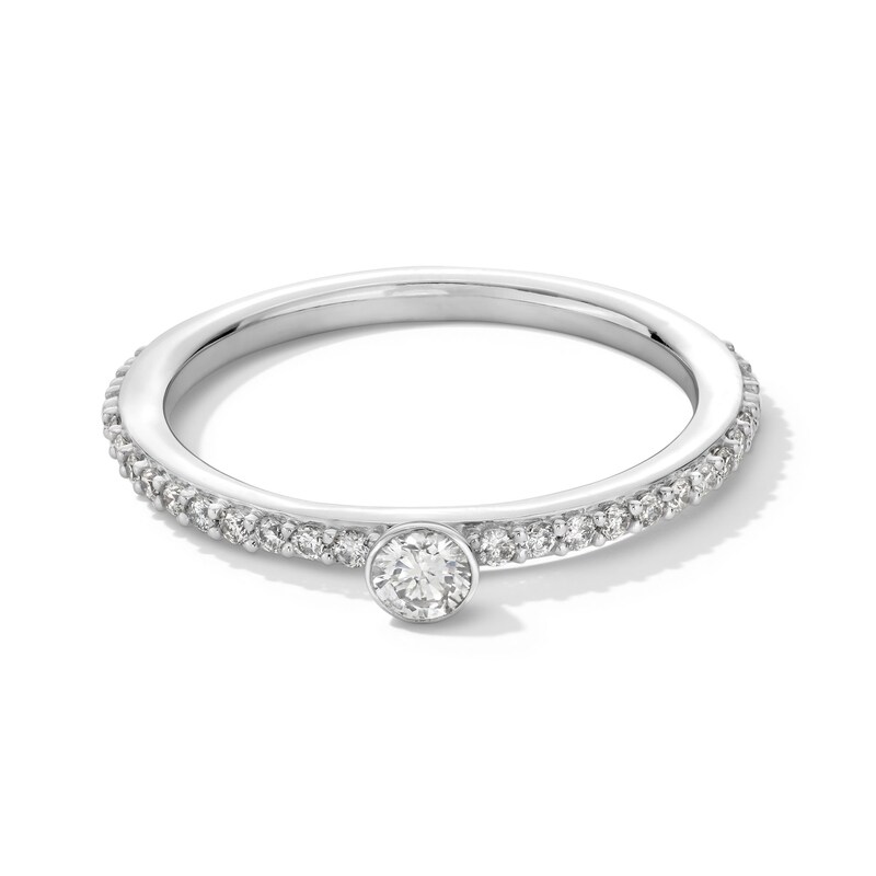 Main Image 1 of 1/4 CT. T.W. Diamond Bezel-Set Stackable Anniversary Band in 10K White Gold