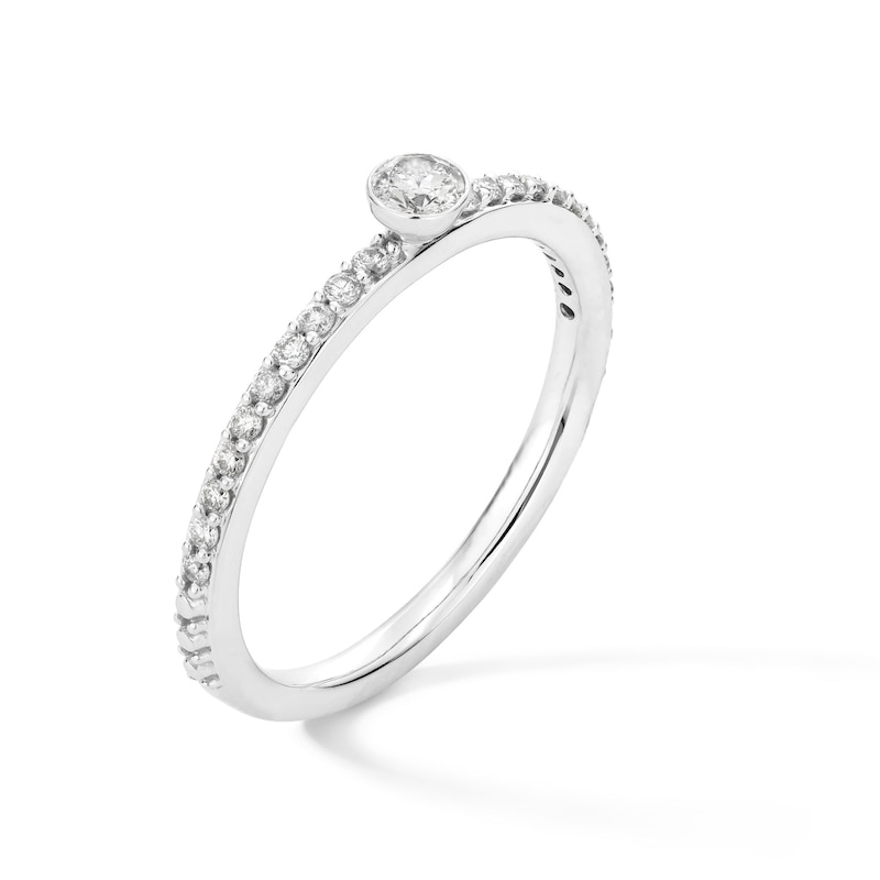 Main Image 3 of 1/4 CT. T.W. Diamond Bezel-Set Stackable Anniversary Band in 10K White Gold