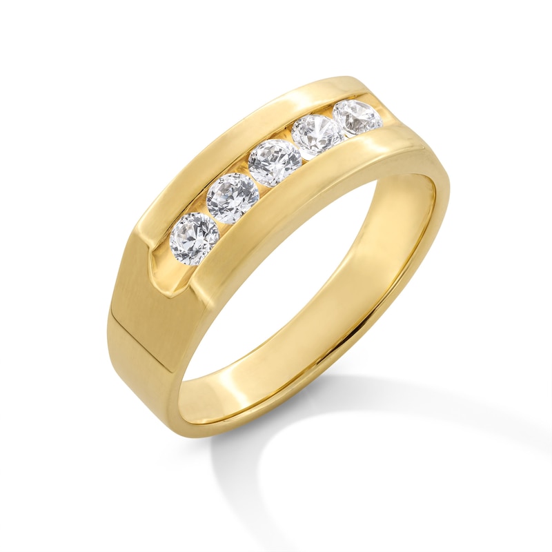 Main Image 3 of 1/2 CT. T.W. Diamond Five Stone Channel Anniversary Band in 14K Gold