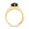 Thumbnail Image 3 of EFFY™ Collection Marquise-Cut Onyx and 1/3 CT. T.W. Diamond Frame Open Shank Orbit Ring in 14K Gold